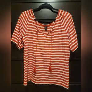 J.Crew Orange Striped Top